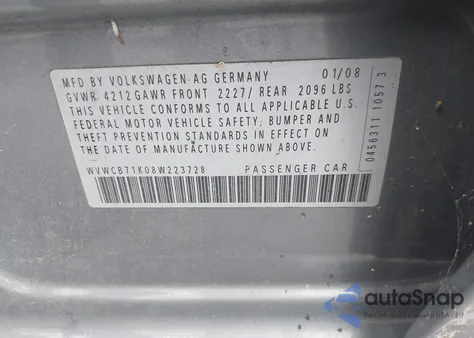 2008 Volkswagen Rabbit S из США, поврежденный, VIN WVWCB71K08W223728